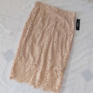 Blush Pink Lace Pencil Skirt